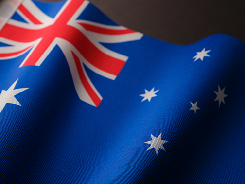 A close up of Australia's national flag