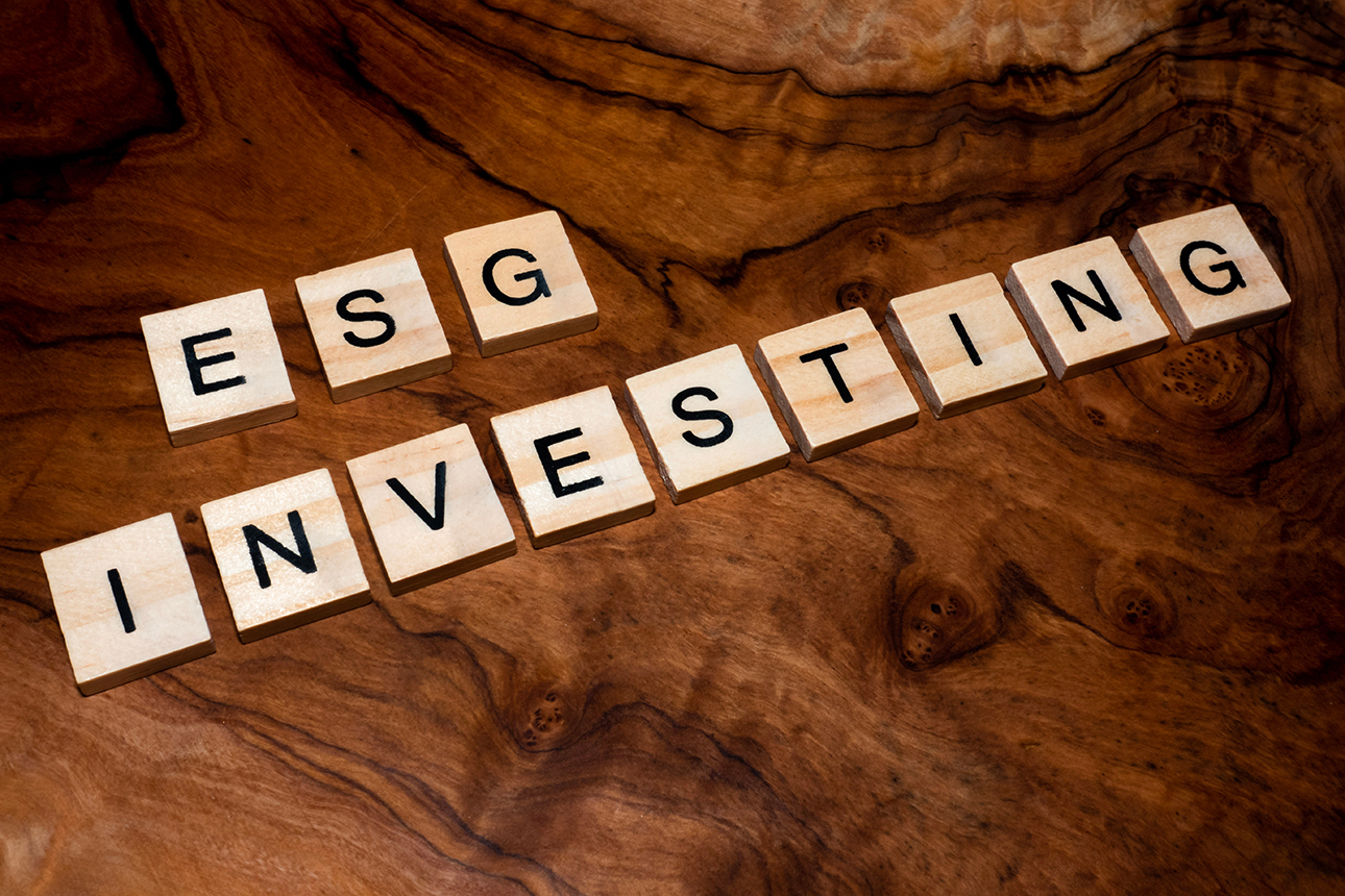 ESG investing scrabble pieces