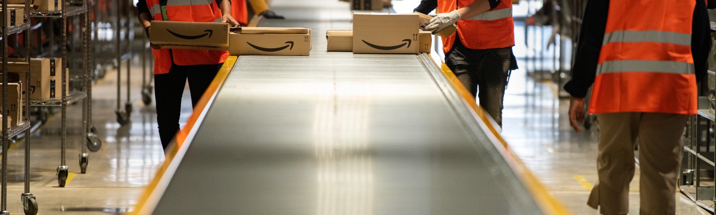 workers in an Amazon facility